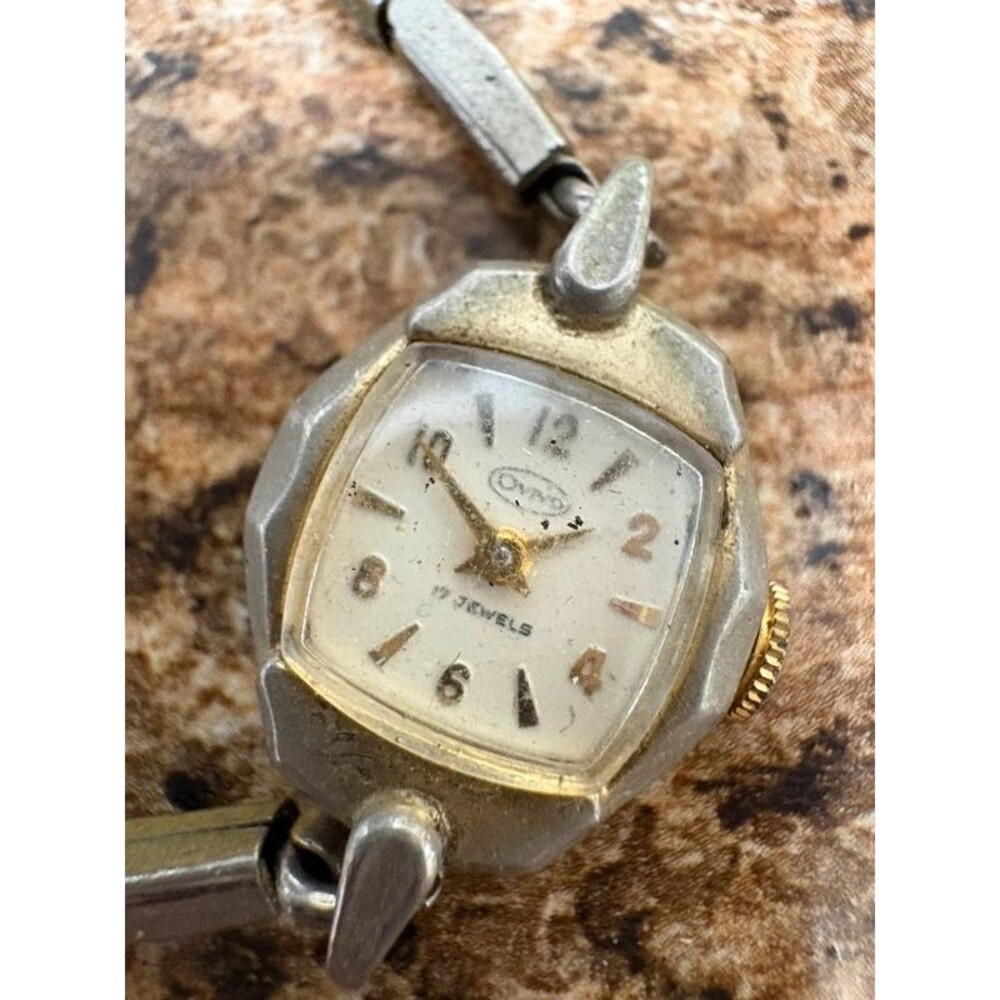 Vintage Ovus 17 Jewels Ladies Mechanical Wind-Up Watch Silver Tone Art Deco